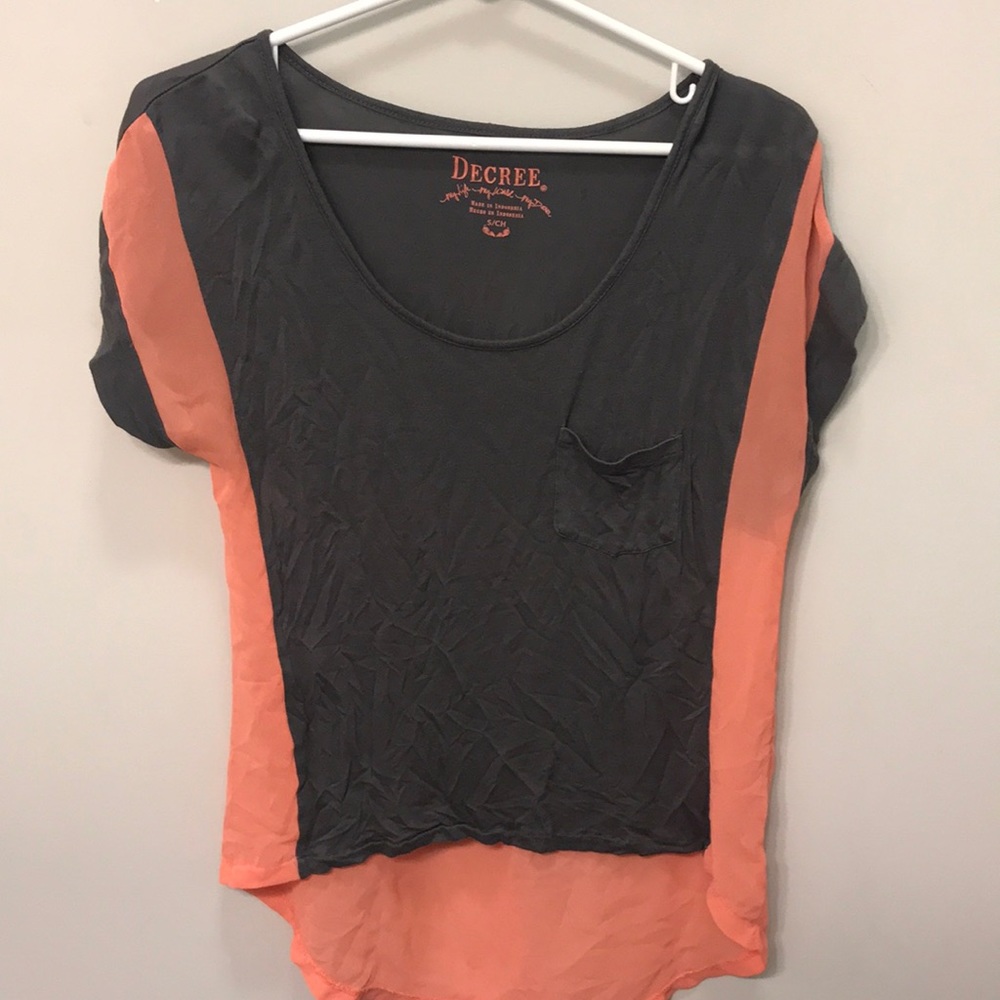 Grey/orange blouse